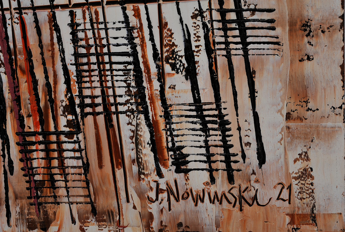 ABSTRACTO CON GRAFISMO. Jaime Nowinski, Uruguay. Año 2021, 60x80cm