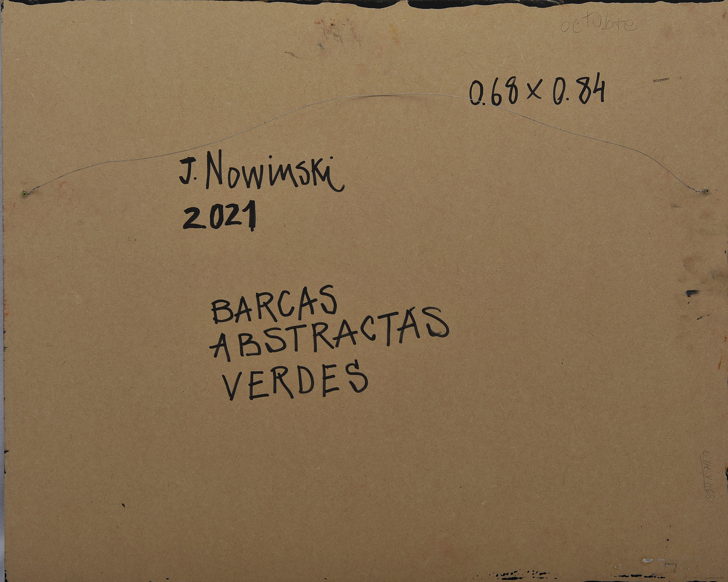 BARCAS ABSTRACTAS VERDES. Jaime Nowinski, Uruguay. Año 2021, 68x84cm