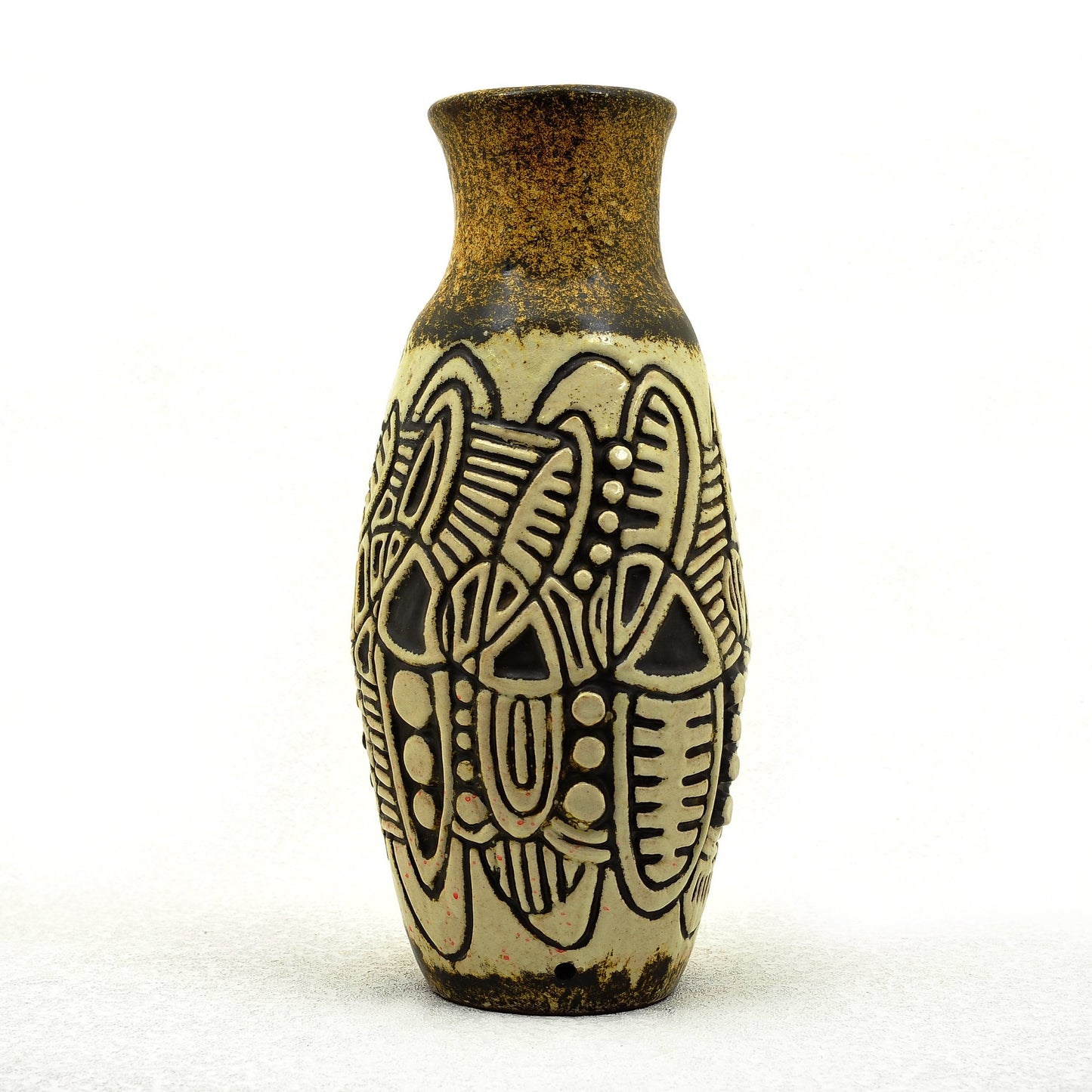 JARRÓN EN GRES ESMALTADO. Jaime Nowinski, Uruguay. 49x20cm