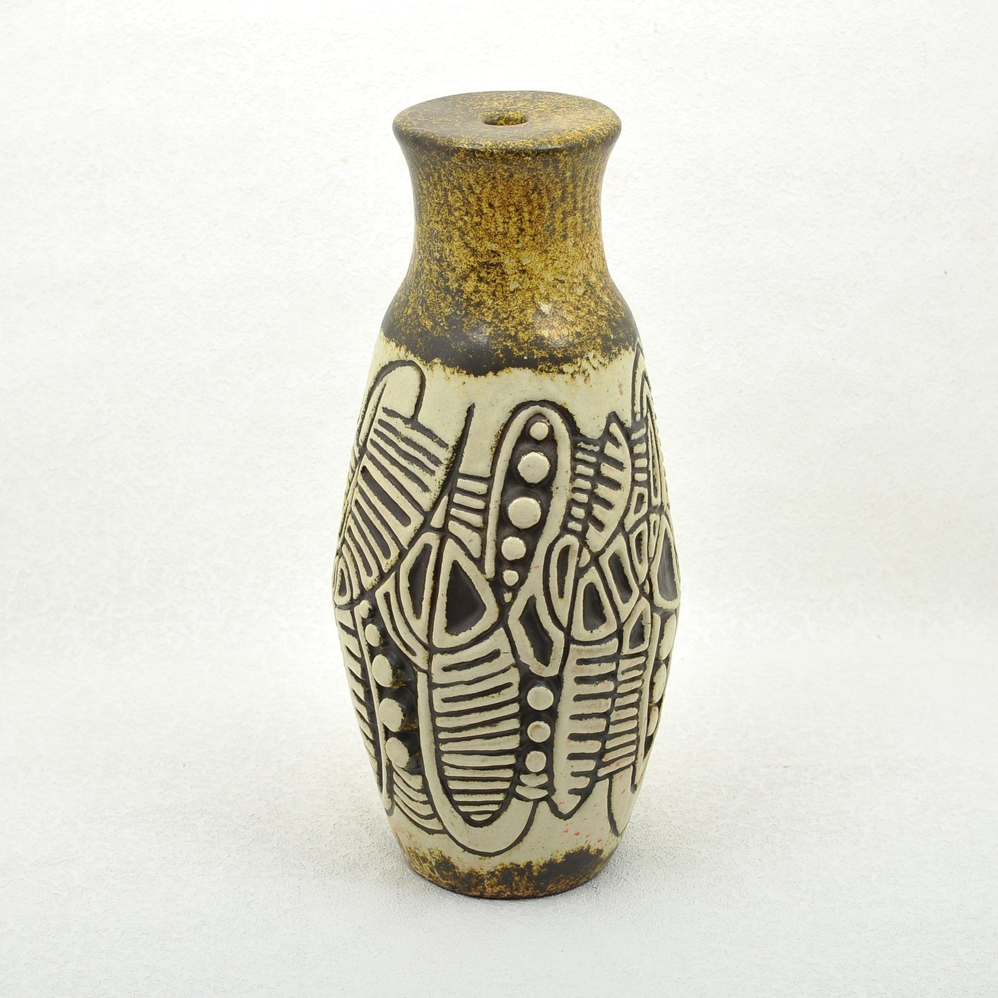 JARRÓN EN GRES ESMALTADO. Jaime Nowinski, Uruguay. 49x20cm