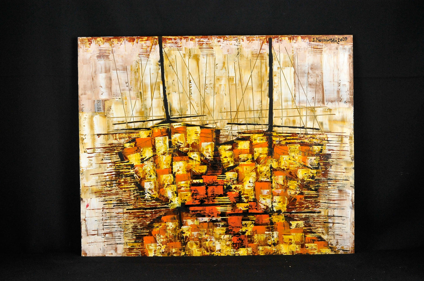 BARCAS ABSTRACTAS. Jaime Nowinski, Uruguay. Año 2020, 68x85cm