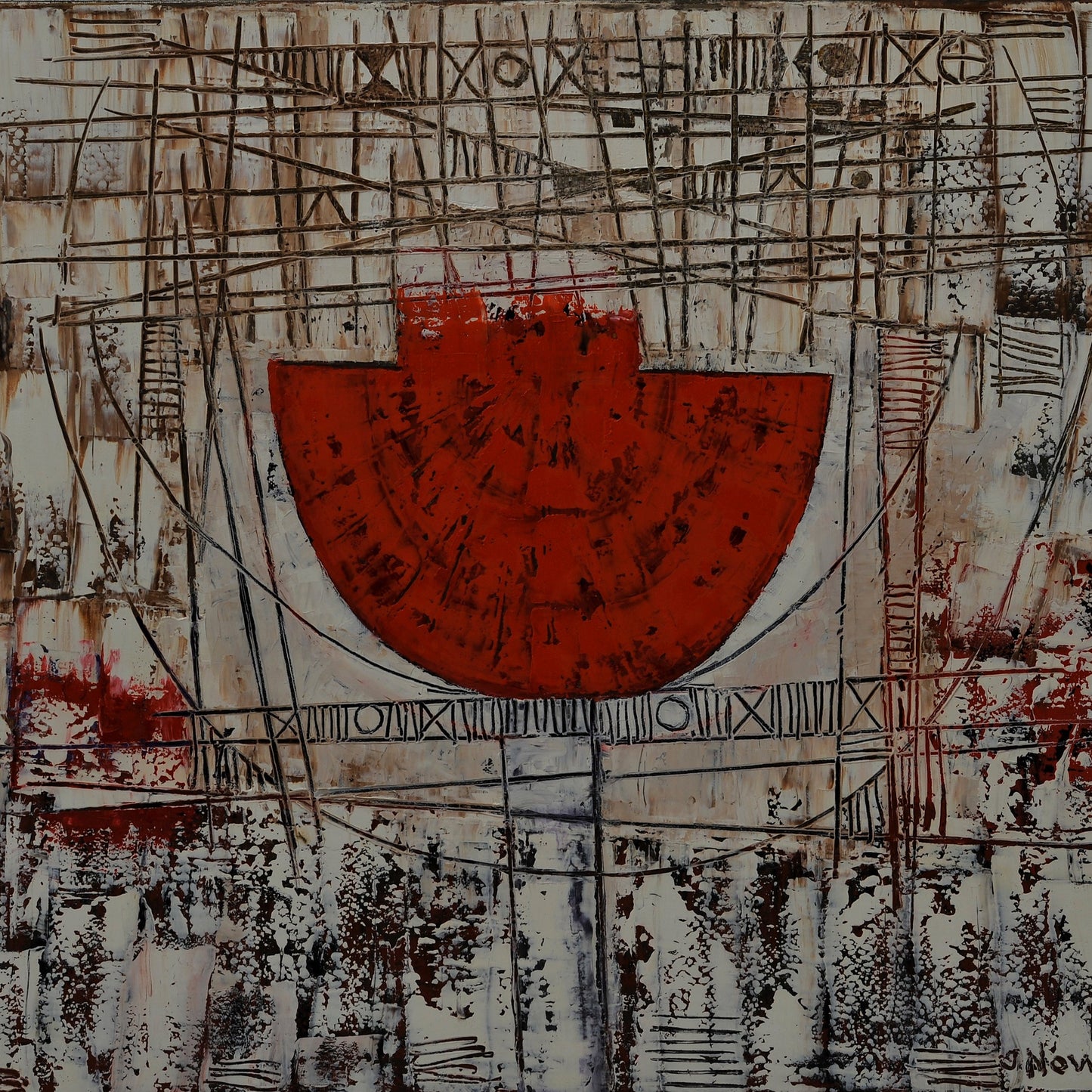 ABSTRACTO CON SIGNOS. Jaime Nowinski, Uruguay. Año 2020, 60x80cm