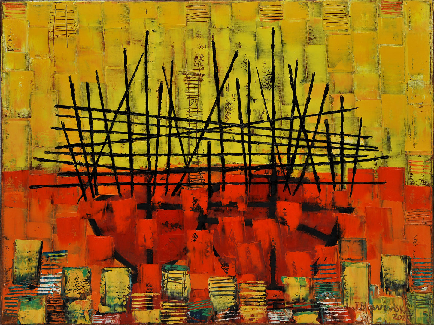 BARCAS IMAGINARIAS, FONDO AMARILLO. Jaime Nowinski, Año 2020, 80x60cm