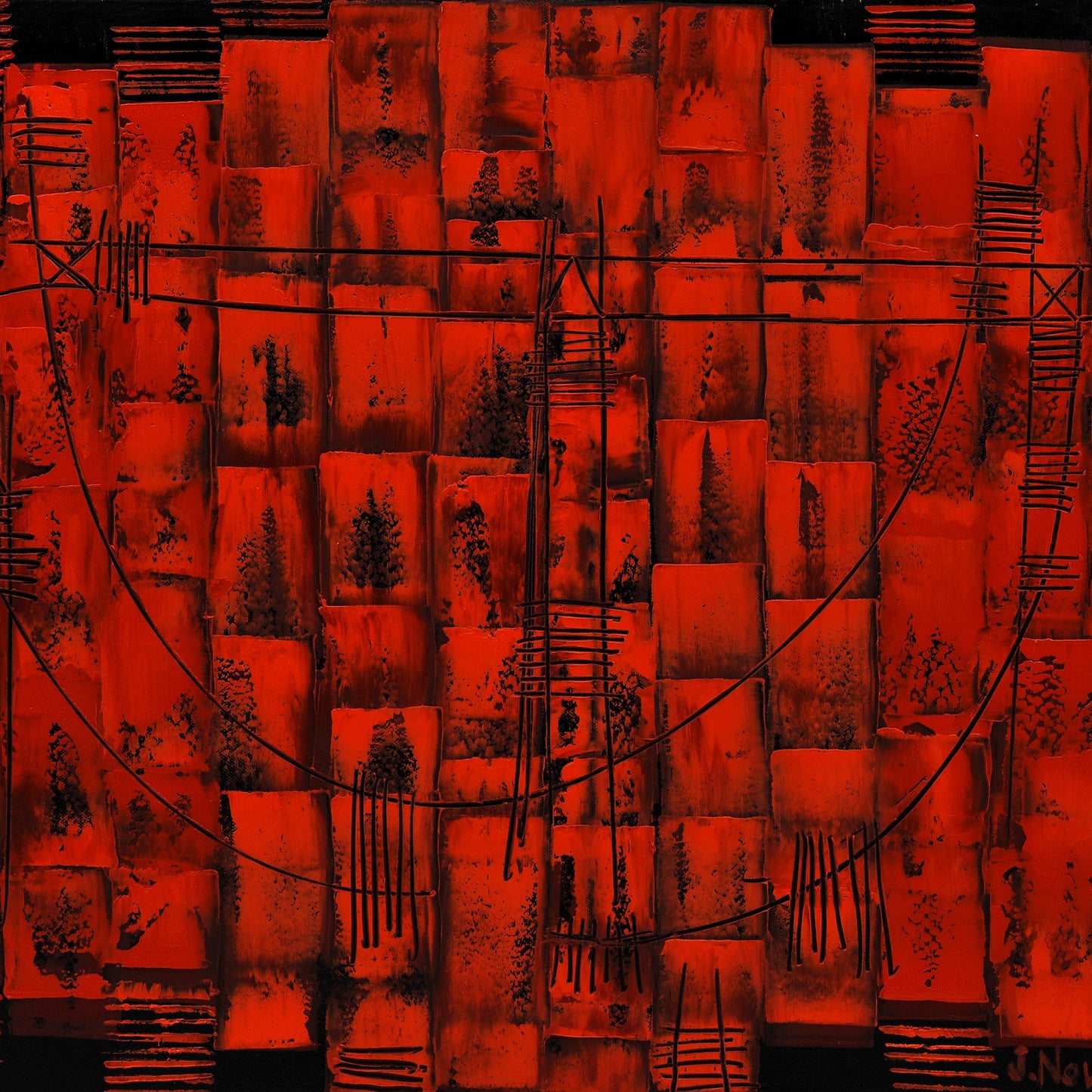 TRANSPARENCIAS CON ROJOS 2. Jaime Nowinski, Uruguay. Año 2020, 60x80cm