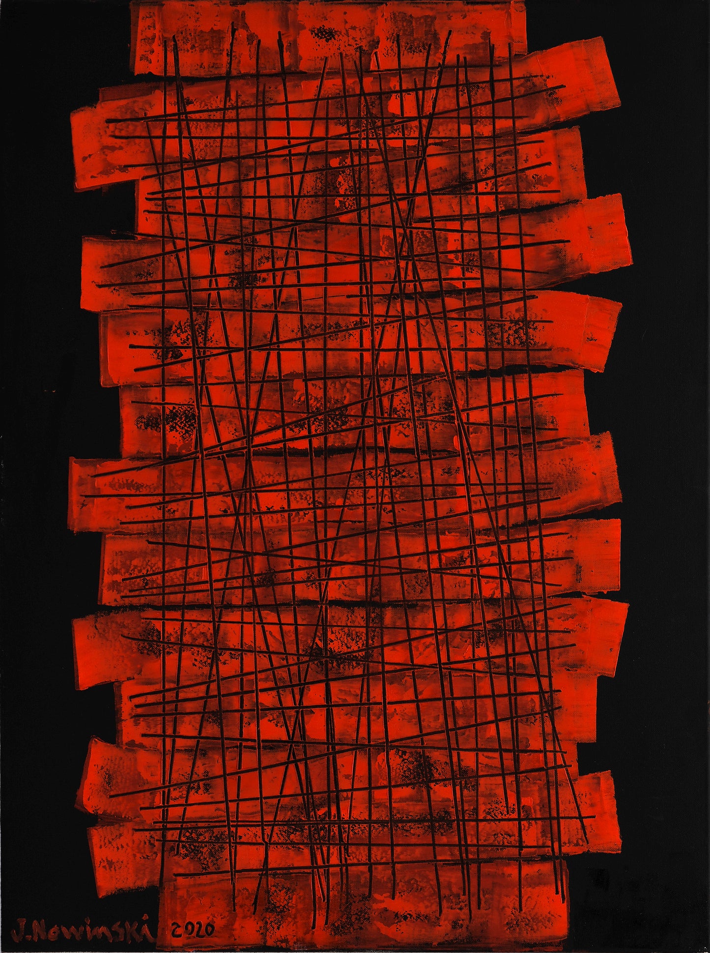 ESTRUCTURA SOBRE NEGRO. Jaime Nowinski, Uruguay. Año 2020, 80x60cm