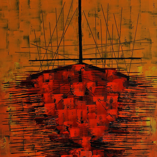 BARCAS IMAGINARIAS, FONDO AMARILLO. Jaime Nowinski, Año 2020, 85x68cm