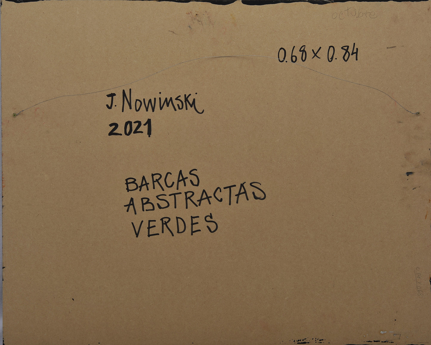 BARCAS ABSTRACTAS VERDES. Jaime Nowinski, Uruguay. Año 2021, 68x84cm