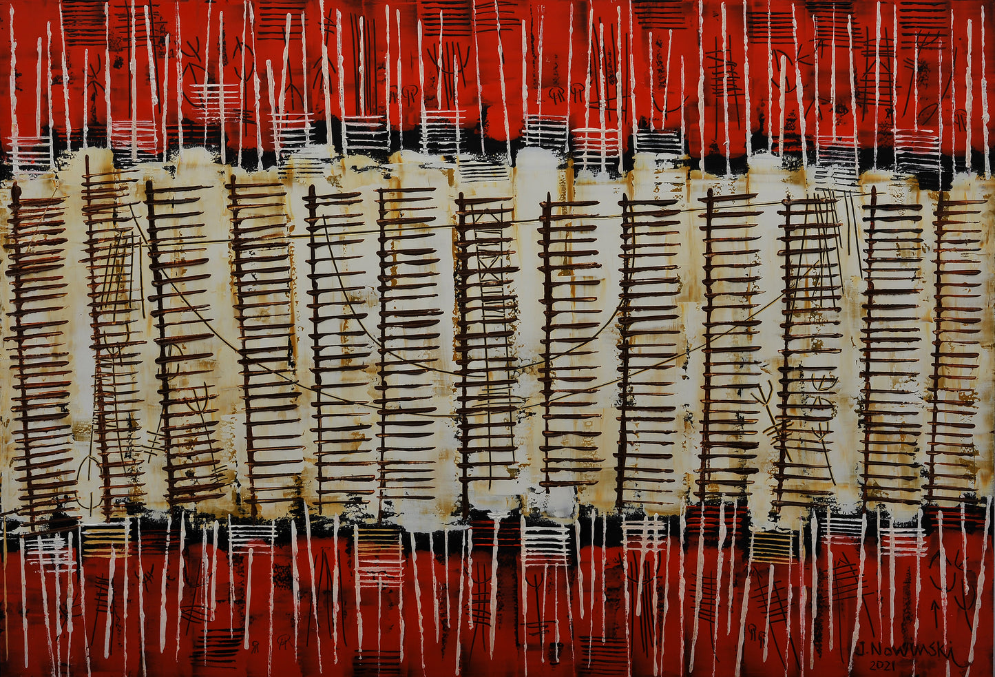 ABSTRACTO CON SIGNO 2. Jaime Nowinski, Uruguay. Año 2021, 68x100cm