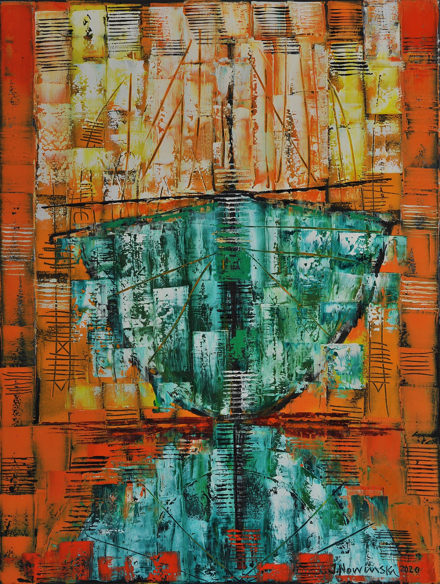 BARCA VERDE. Jaime Nowinski, Uruguay. Año 2020, 80x60cm