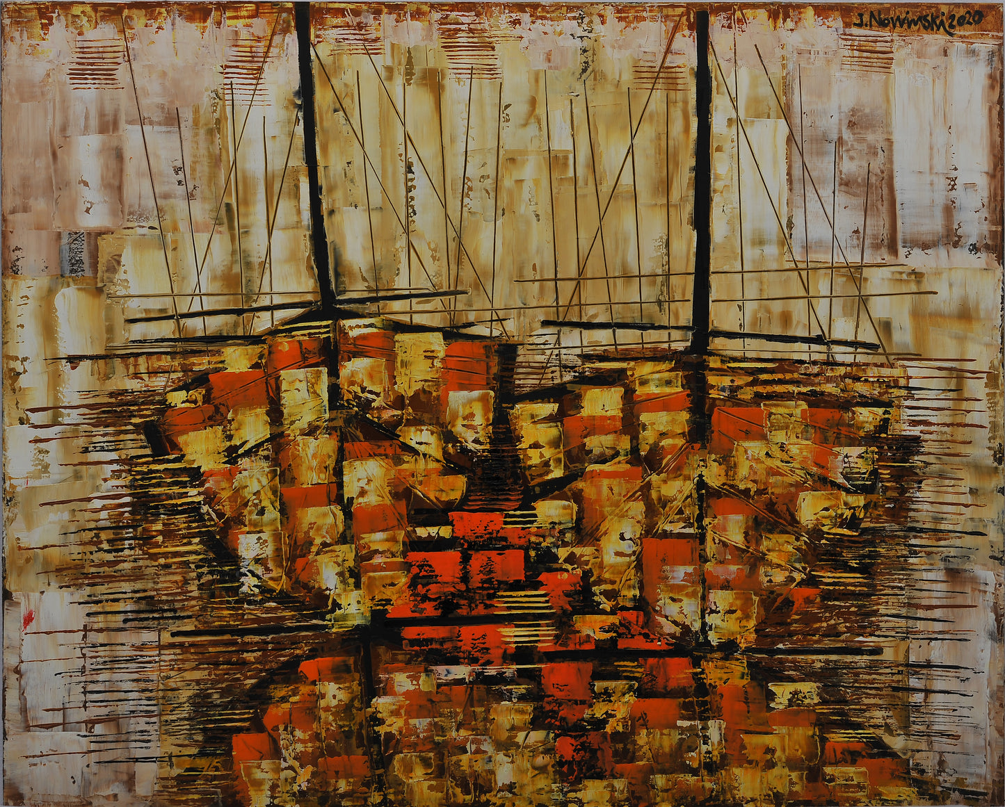 BARCAS ABSTRACTAS. Jaime Nowinski, Uruguay. Año 2020, 68x85cm